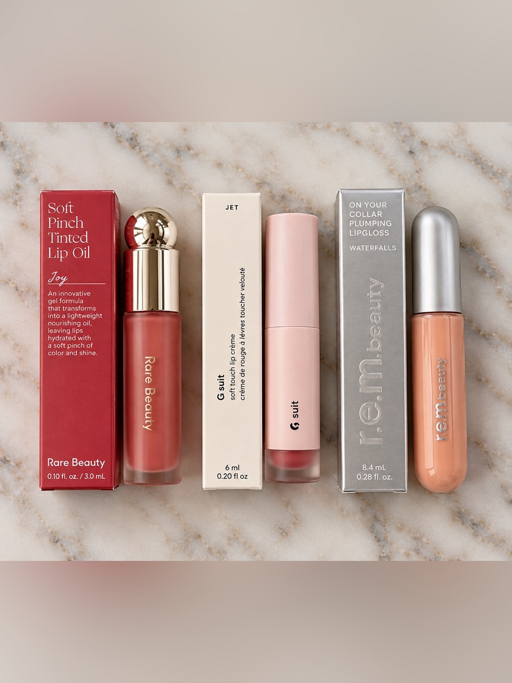 Premium Lipgloss Bundle of 3 Rare Beauty, Glossier, R.E.M. NEW